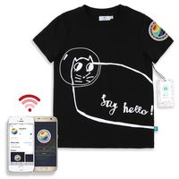 B'zT Washable Tracking Device Sensor Pre-Embedded T-Shirt in Cotton, Bio-Degradable Encasing, Free App Works with Smartphone to Track up to 5 Children Perfect for Travel & Playground.(XS, Catstronaut)