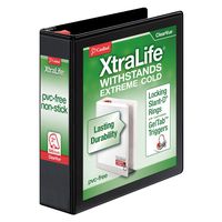Cardinal XtraLife 3-Ring Binder, 2", Locking Slant-D Rings, ClearVue Presentation Binder, Holds 540 Sheets, PVC-Free, Black (26321)