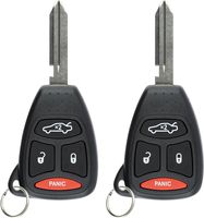 KeylessOption Keyless Entry Remote Control Uncut Ignition Car Key Fob for Chrysler Dodge Jeep KOBDT04A (Pack of 2)