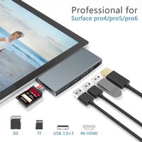 【Upgraded Version】 Surface Pro 4/Pro 5/Pro 6 Docking Station Hub with 4K HDMI Port+3 Port USB 3.0+SD/TF(Micro SD) Card Reader Converter Combo Adaptor for Microsoft Surface Pro 6/ Pro 5/ Pro 4