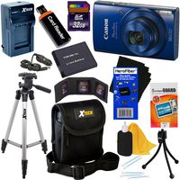 Canon PowerShot ELPH 190 is Wi-Fi Digital Camera with 10x Zoom & HD Video, Blue (International Version) + Battery & AC/DC Charger + 10pc 32GB Deluxe Accessory Kit w/HeroFiber Cloth