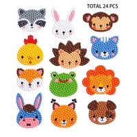 Sinceroduct 24 Pcs 5D DIY Kids Animal Diamond Painting Stickers Beginner Diamond Painting Kits, Digital Diamond Paint