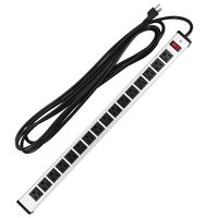 16 Outlets Heavy Duty Metal Socket Power Strip,Oviitech 15-Foot Long Extension Cord with Circuit Breaker. Mounting Brackets Included,Workshop/Industrial use, ETL Certified，Black
