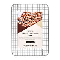 CrispyRack 2-Pack Heavy Duty 100% 304 Stainless Steel Wire Rack For Cooking, Roasting, Drying, and Grilling. Rack Fits Small Quarter Sheet Size Baking Pan, Oven Safe, Commercial Quality, 8.5" x 12"