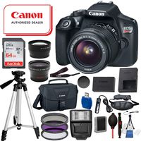 Canon EOS Rebel T6 Digital SLR Camera with EF-S 18-55mm is ii USA (Black) 19PC Professional Bundle Package Deal -SanDisk 64gb SD Card + Canon Shoulder Bag + More