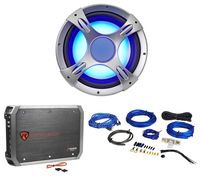 NYC Acoustics NC12S4 1600 Watt 12" Car Audio Subwoofer w/LED's+Amplifier+Amp Kit