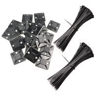 Cable Zip Ties, Adhesive Backed Cable Mounts,100 Pack Mounting Base Black with 200 Pack Black Nylon Cable Ties