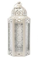 Vela Lanterns Moroccan Style Candle Lantern, Medium, Clear Glass, White