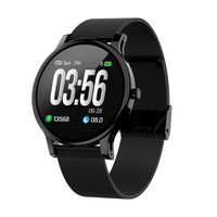 Mintsin 1.3" LCD Display Touch Screen Fitness Tracker Watch with Heart Rate and Sleep Monitor, Notification Smartwatch Compatible with 2019 Version Android and iOS (Black Steel Watchband)