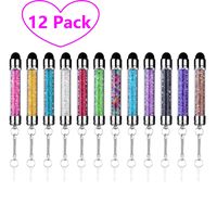 Mini Stylus 12Pcs Colorful Stylus Crystal Capacitive Mini Stylus Touch Jack Dust Cap Pen for iPhone Samsung Galaxy S6 Android Tablets Smartphones (12Pcs Mini Styluses Pens)