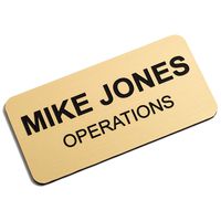 Custom Engraved Name Tag Badges - Personalized Identification with Pin or Magnetic Backing, 1.5 Inches x 3 Inches, European Gold/Black