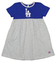 OuterStuff MLB Little Girls Kids 7th Inning Twirl Dress, Dodgers, Large 6X