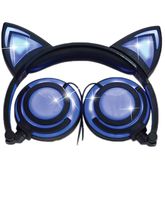 Cat Ear Headphones w/Rechargeable LED Lights - Newest 2019 Version Over Ear Headphones for Girls & Boys, Compatible for iPad, Android & Others, Lights Up Cat Ears & Speakers (black)