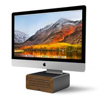 Twelve South HiRise Pro for iMac & other Displays | Height-adjustable stand with storage, plus reversible front with leather inlay