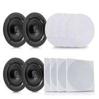 Pyle 5.25" 4 Bluetooth Flush Mount In-wall In-ceiling 2-Way Speaker System Quick Connections Changeable Round/Square Grill Polypropylene Cone & Tweeter Stereo Sound 4 Ch Amplifier 150 Watt (PDICBT256)
