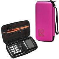 BOVKE for Graphing Calculator Texas Instruments TI-84 / Plus CE Hard EVA Shockproof Carrying Case Storage Travel Case Bag Protective Pouch Box,Pink
