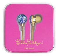 Lilly Pulitzer Earbuds with Silicone Tips and Volume Control, Wave After Wave