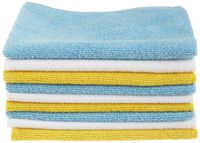 AmazonBasics Blue and Yellow Microfiber Cleaning Cloth, 24-Pack