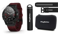 Garmin Fenix 6 Sapphire (Black with Red Nylon Band) Power Bundle | Extra Quickfit Band, HD Screen Protectors, PlayBetter Portable Charger & Hard Case | 2019 | PulseOx, ClimbPro, PacePro, Spotify