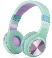Bluetooth Headphones, Riwbox XBT-80 Folding Stereo Wireless Bluetooth Headphones Over Ear with Microphone and Volume Control, Wireless and Wired Headset for PC/Cell Phones/TV/Ipad (Purple Green)