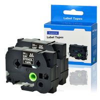 SuperInk 2PK Compatible for Brother ST151 STe151 ST-151 STe-151 Stencil Tape 1" (24mm)x 9.8ft(3m) Black on Clear Mobile Solutions Non-adhesive Stamp Cassette for P-Touch PT-D600VP PT-P700 Label Maker