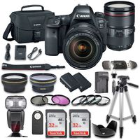 Canon EOS 6D Mark II DSLR Camera Bundle with Canon EF 24-105mm f/4L is II USM Lens + 2pc SanDisk 32GB Memory Cards + Premium Accessory Bundle Kit (19 Items)