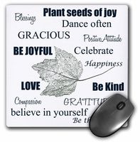 3dRose LLC 8 x 8 x 0.25 Inches Mouse Pad, Inspirational Typography Word Art with Leaf (mp_123530_1)