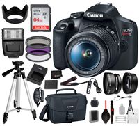 Canon EOS Rebel T7 DSLR Camera with 18-55mm Lens - 2727C002 - US Warranty - 17PC Professional Bundle Package Deal -SanDisk 64gb SD Card + Canon Shoulder Bag + More