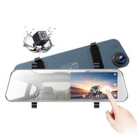 TOGUARD Backup Camera 5" LCD Mirror Dash Cam Rear View Mirror Camera Ultra-Thin Touch Screen Full HD 1080P Dash Cam Front and Rear Dual Lens with Waterproof Rear Camera