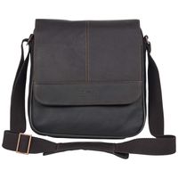 Kenneth Cole REACTION Manhattan Full-Grain Colombian Leather Anti-Theft RFID Crossbody Tablet Bag, Brown, 12.1"