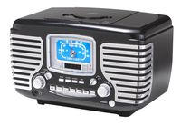 Crosley CR612-BK Corsair Retro AM/FM Dual Alarm Clock Radio with CD Player, Black