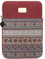14 Inch Bohemian Canvas Protective Laptop Sleeve Bag Notebook Case Cover for MacBook, Chromebook, Acer, Dell, HP, Samsung, Sony (Vertical, Red)