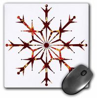 3dRose LLC 8 x 8 x 0.25 Inches Mouse Pad, Cocoa Red and Orange Patterned Barbed Snowflake (mp_167608_1)