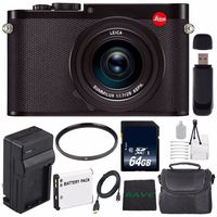 Leica Q (TYP 116) Digital Camera + Extra Battery + 64GB Memory Card + Microfiber Cloth + 49mm UV Filter Bundle