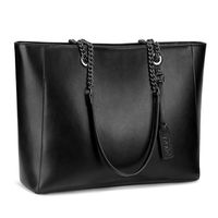 S-ZONE Women Leather Work Tote Bag Shoulder Bag Fit up to 15.6 inch Laptop 2.0