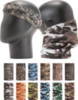 LEEVO Pattern Bold Headwear Scarf Boho Headband Wrap Shield Neck Gaiter Bandana (Free Size (18.5" 9.25"), Camouflage Military No.1+2, 12pcs Total)