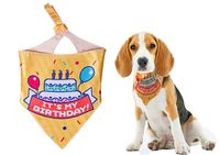 Petopian Pet Dog Birthday Bandana Cat Birthday Bandana Pet Scarf Yellow Perfect Decoration Birthday Gift for Pet Birthday (Small)