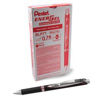 Pentel EnerGel PRO Permanent Gel Pen, (0.7mm) Medium Line, Red Ink, Box of 12 Pens (BLP77-B)