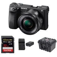 Sony Mirrorless Digital Camera Bundle with 2.95" LCD, Black (ILCE6500KIT) Essentials Bundle
