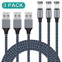 Atill iPhone Charger 3Pack 10FT iPhone Charger Cable Nylon Braided Charging Cord Compatible iPhone XR XS XSMax X 8 8 Plus 7 7 Plus 6 6s Plus SE 5 5s 5c iPad iPod (Blue)