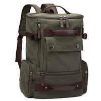 Canvas Backpack Mens College Laptop Rucksack Bookbags for School Travel Backpack (Army Green-1)