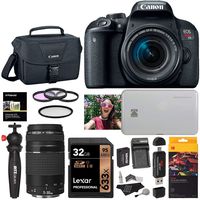 Canon EOS Rebel T7i DSLR Camera with 18-55mm STM, 75-300mm III Lenses, Kodak Mini Photo Printer, Photo Paper, Lexar 32GB, Filter Kit, Tabletop Tripod with Accessory Bundle