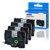 SuperInk 4PK Laminated Extra Strength Labeling Tapes Compatible for Brother TZe-S241 TZe S241 TZ-S241 TZ S241 Black on White Label Tape 3/4''x 26.2ft use in P-Touch PT-P700 H300 E500 Printer