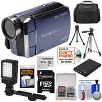 Bell & Howell DV30HD 1080p HD Video Camera Camcorder (Blue) with 32GB Card + Battery + Case + Tripods + LED Video Light + Kit