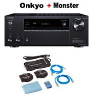 Onkyo TX-NR585 7.2 Channel Network A/V Receiver Black + Monster Home Theater Accessory Bundle
