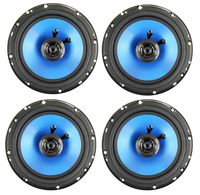 4) Q POWER 6.5" 300 Watt 2-Way Blue Car Audio Stereo Coaxial Speakers | QP650