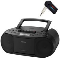 Sony Bluetooth Boombox Bundle - [2] Piece Set Includes Classic Stereo Boombox w/CD/Cassette/Radio & 3.5mm Include A NeeGo Wireless Bluetooth Receiver; Stream Music from Device