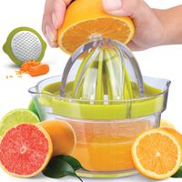 Zulay Premium Citrus Juicer Manual Hand Squeezer for Oranges, Lemons & Limes - Lemon Juicer Squeezer with Built-In 12 oz Measuring Cup, Strainer & Vegetable Grater - Top Orange Juicer Manual Squeezer