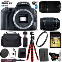 Canon EOS Rebel SL2 DSLR Camera with 18-55mm is STM Lens & 75-300mm III Lens + Flexible Tripod + UV Protection Filter + Professional Case + Card Reader - International Version