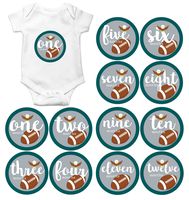 Gift Set of 12 Round Keepsake Photography Monthly Baby Stickers with Philadelphia Pennsylvania Eagles Football MOSB8027